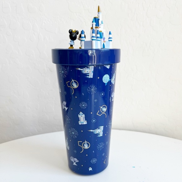 Walt Disney World 50th Anniversary Mickey Minnie Castle Tumbler - Picture 2 of 6